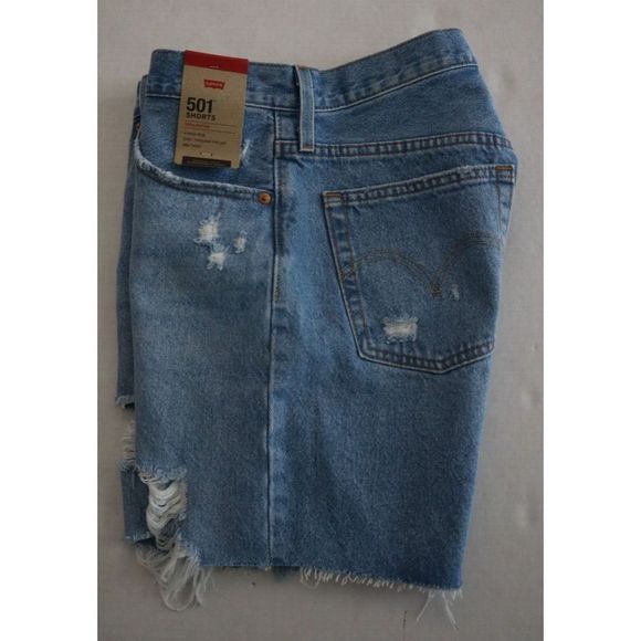 Levi's 501 Women's Sz 26 Blue Mid-Thigh High Rise Straight Fit Denim Shorts $60 - Picture 5 of 6